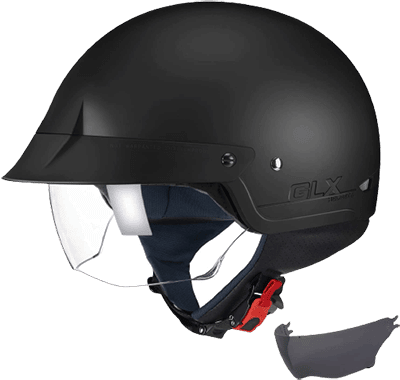 GLX unisex motorcycle half helmets with retractable visor